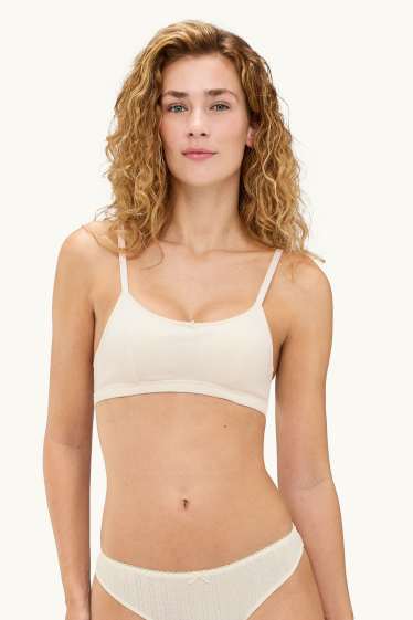 Women - Pointelle bralette - padded - cremewhite