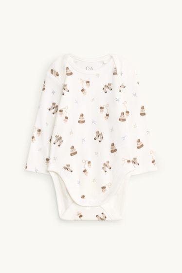 Unisex - Pinguino e orso polare - set con tutina - 2 pezzi - marrone / bianco crema