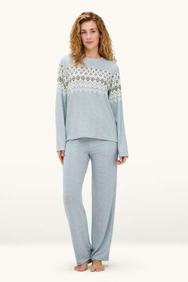 Dames - Pyjama - lichtblauw-mix