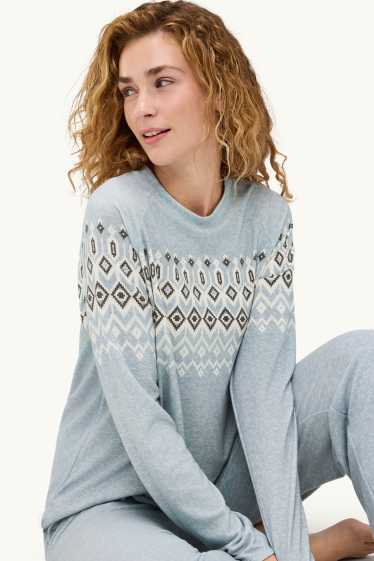 Dames - Pyjama - lichtblauw-mix
