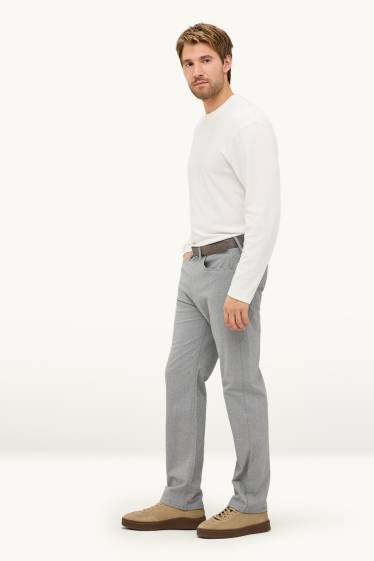 Heren - Broek met riem - regular fit - lichtgrijs