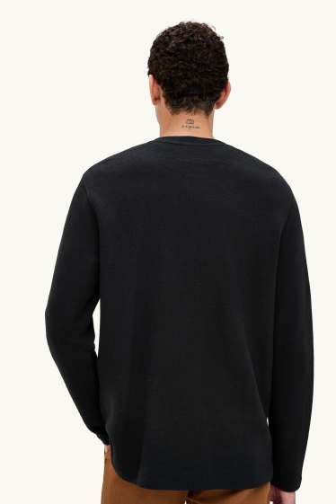 Home - Samarreta de màniga llarga - regular fit - texturada - negre
