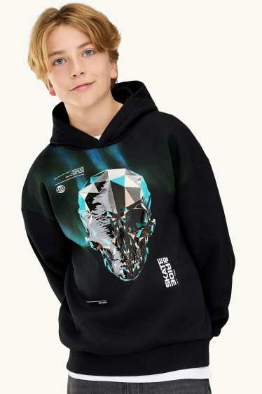 Enfants garçons - Tête de mort - sweat à capuche - noir