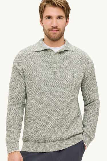Herren - Pullover - strukturiert - grau-melange