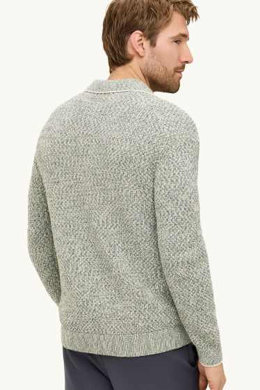 Herren - Pullover - strukturiert - grau-melange
