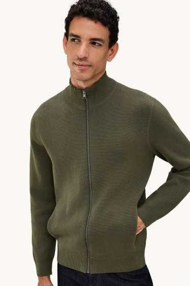 Herren - Strickjacke - khaki