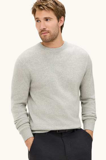 Herren - Kaschmir-Pullover - hellgrau-melange