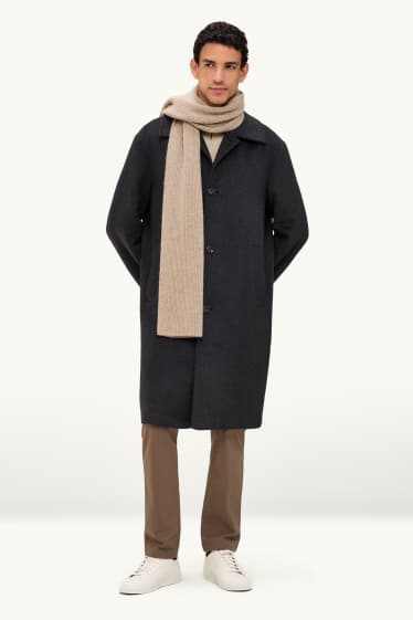 Herren - Kaschmir-Schal - gerippt - beige-melange