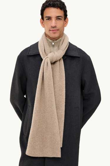 Herren - Kaschmir-Schal - gerippt - beige-melange