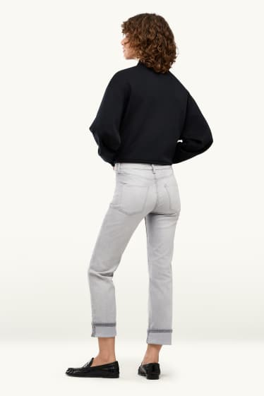 Damen - Crop Straight Jeans - Mid Waist - LYCRA® - helljeansgrau