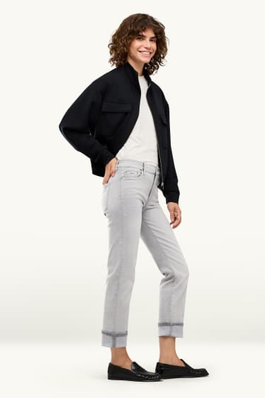 Damen - Crop Straight Jeans - Mid Waist - LYCRA® - helljeansgrau
