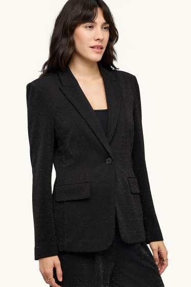 Dona - Blazer formal - entallat - efecte brillant - negre