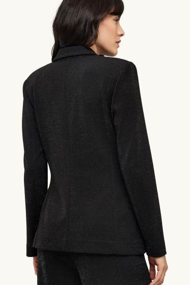 Dona - Blazer formal - entallat - efecte brillant - negre