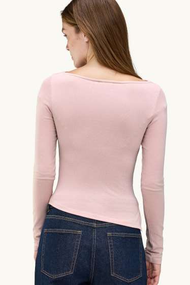 Femmes - Haut à manches longues - slim fit - rose tendre