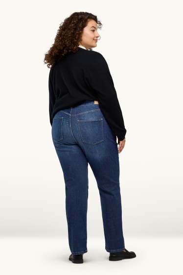 Women - Straight jeans - mid-rise waist - LYCRA® - denim-dark blue