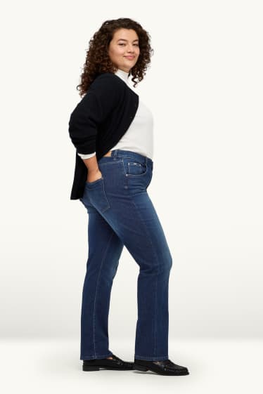 Women - Straight jeans - mid-rise waist - LYCRA® - denim-dark blue