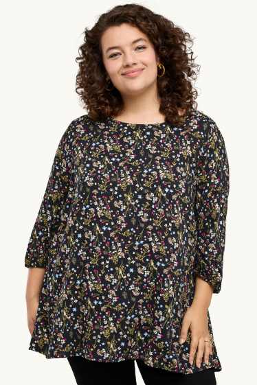 Women - Blouse - floral - black