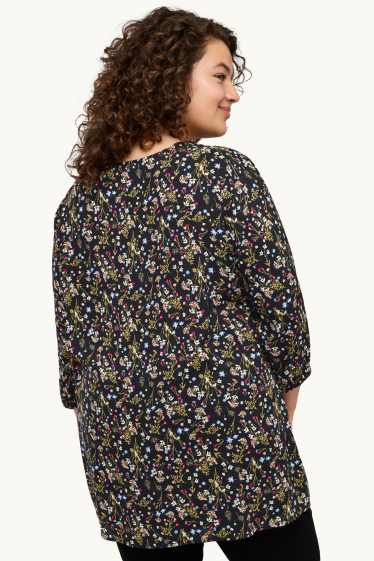 Women - Blouse - floral - black