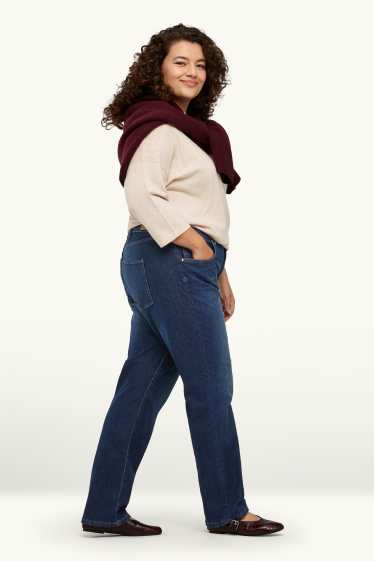 Femei - Straight jeans - talie medie - LYCRA® - denim-albastru închis
