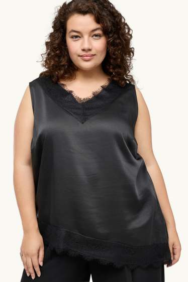 Femmes - Caraco en satin - noir