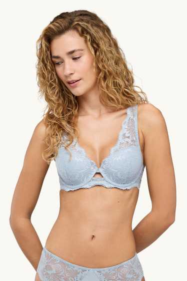 Dames - BH met beugels - PLUNGE - voorgevormd - lichtblauw