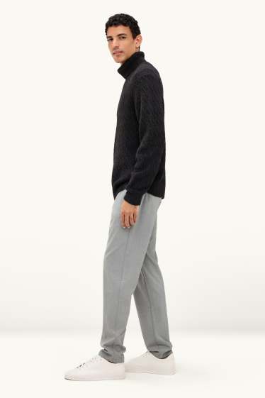 Pánské - Kalhoty chino - tapered fit - světle šedá