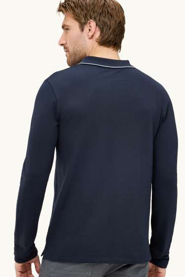 Home - Polo de mànigues llargues - slim fit - blau fosc