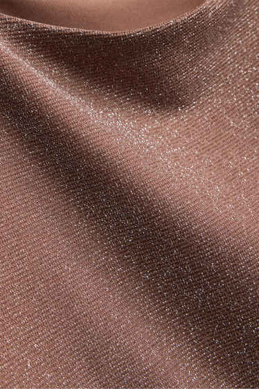Femmes - Haut à manches longues - regular fit - effet brillant - marron