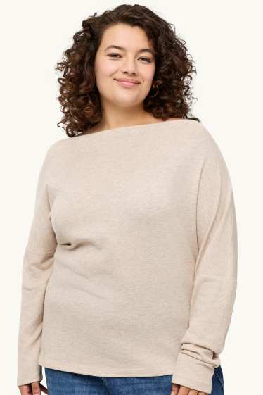 Donna - Maglia a maniche lunghe - slim fit - beige