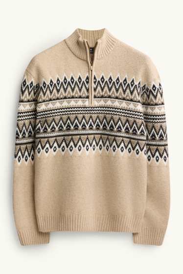 Herren - Pullover - gemustert - beige