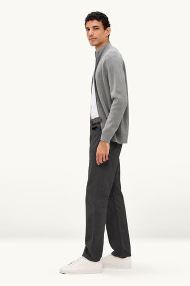 Men - Trousers with belt - regular fit - dark gray