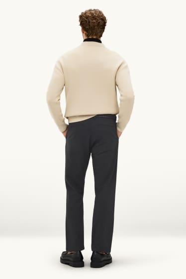 Herren - Chino mit Gürtel - Regular Fit - schwarz / dunkelgrau