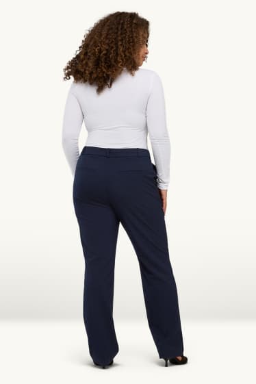 Femmes - Pantalon de bureau - mid waist - straight fit - Mix & Match - bleu foncé