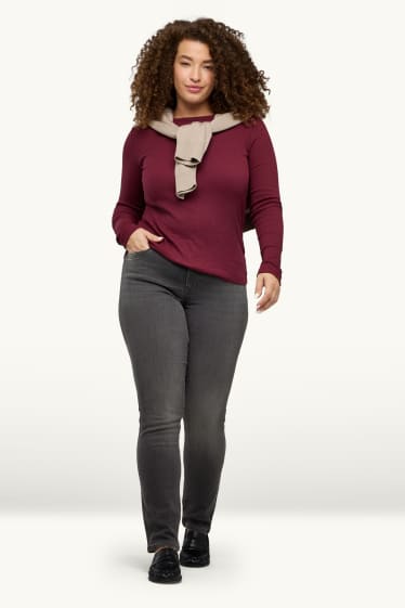 Damen - Slim Jeans - Mid Waist - Jog Denim - dunkeljeansgrau