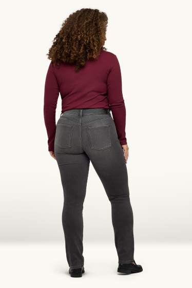 Damen - Slim Jeans - Mid Waist - Jog Denim - dunkeljeansgrau