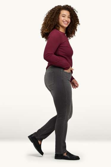 Damen - Slim Jeans - Mid Waist - Jog Denim - dunkeljeansgrau