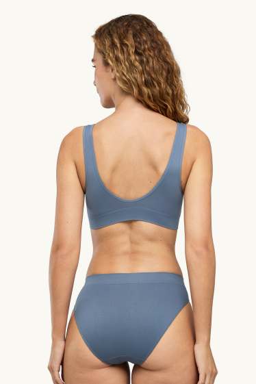 Dames - Set van 3 - slip - seamless - blauw / donkerblauw