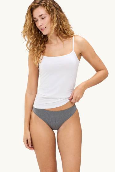 Dames - Set van 2 - slip - naadloos - ribstof - grijs-mix