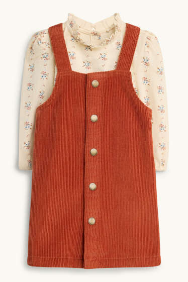 Baby: meisjes - Baby-outfit - 2-delig - oranje / beige