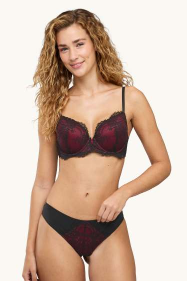 Femmes - Culotte brésilienne - noir / rouge
