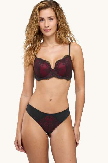 Femmes - Culotte brésilienne - noir / rouge