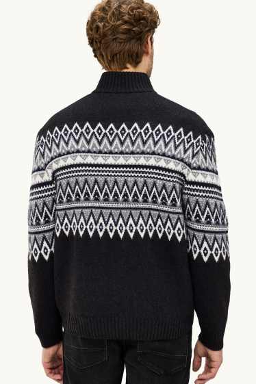 Hommes - Pull - à motif - gris foncé / blanc