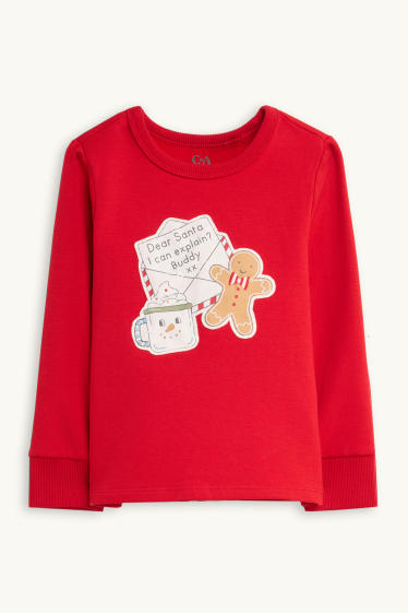 Kinder Mädchen - Mini Me - Lebkuchenmann - Kinder-Weihnachts-Pyjama - 2 teilig - rot