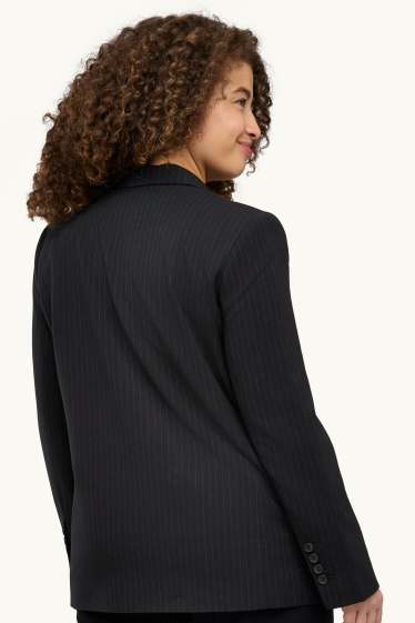 Damen - Longblazer - Regular Fit - Nadelstreifen - schwarz