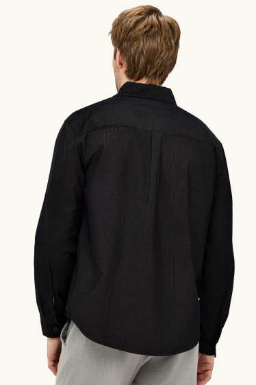 Hommes - Chemise en velours côtelé - relaxed fit - col kent - noir