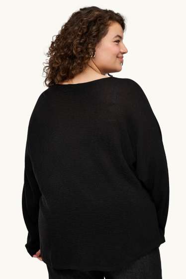 Women - Jumper - ribbed - black
