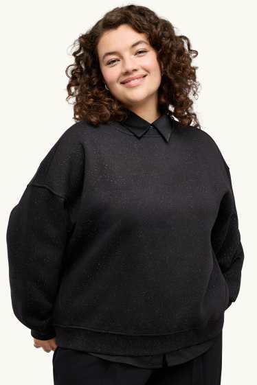 Femmes - Sweat - finition brillante - à pois - noir
