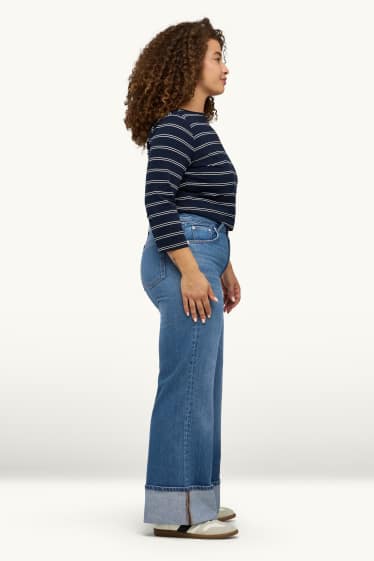 Damen - Wide Leg Jeans - Mid Waist - jeansblau
