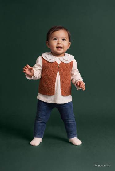Miminka - dívky - Outfit pro miminka - 3dílný - hnědá / krémově bílá
