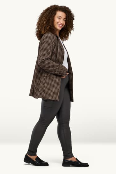 Dámské - Plátěné kalhoty - mid waist - skinny fit - imitace kůže - černá
